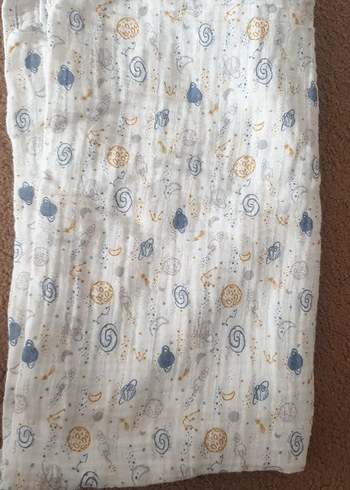 Nakışlı Beyaz Pamuk Bebek Battaniyesi - Görsel 4