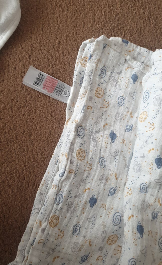 Nakışlı Beyaz Pamuk Bebek Battaniyesi - Görsel 5