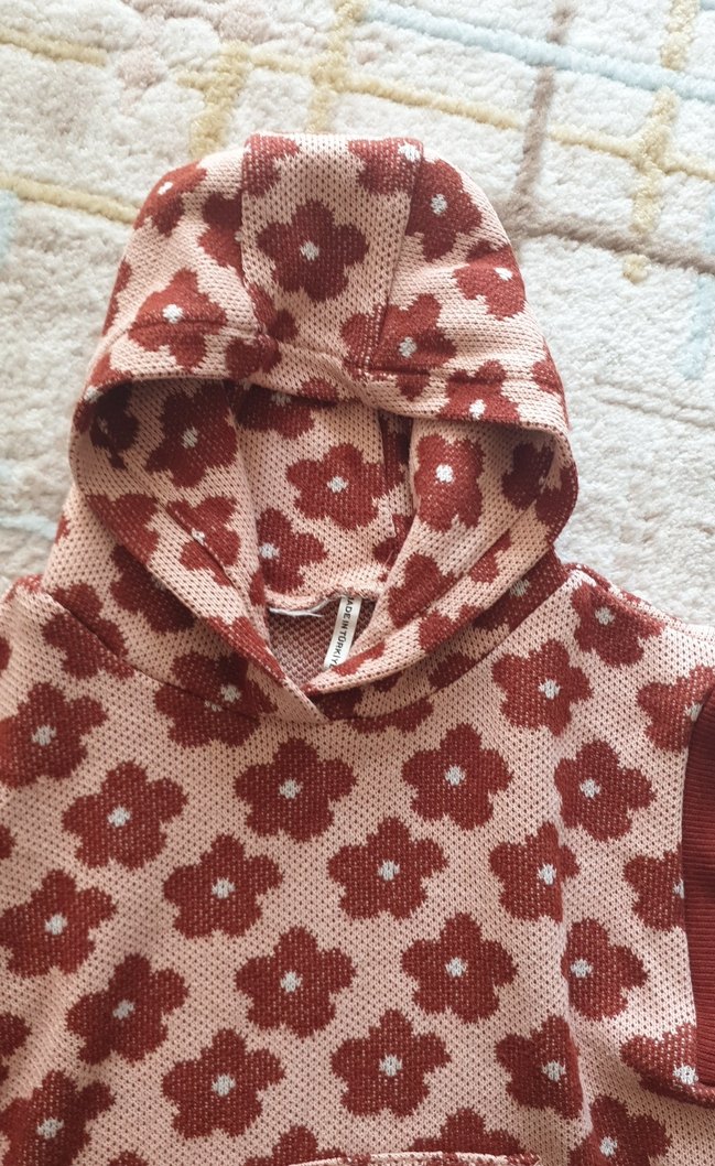 Kızlar için Kapüşonlu Örgü Poncho - Görsel 2