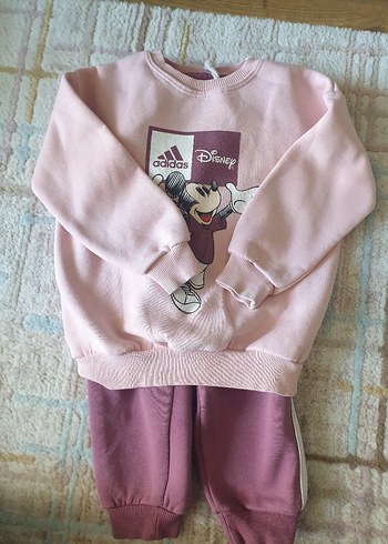 Kız Çocuk Pembe Adidas Disney Baskılı Sweatshirt ve Eşofman