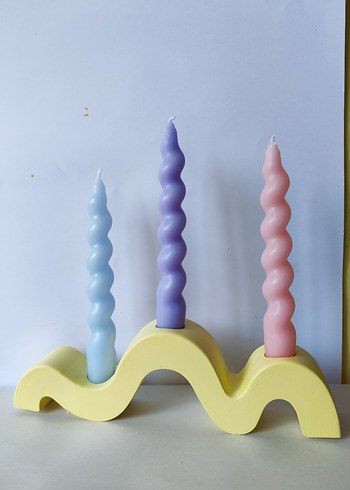 Pastel Renkli Dalgalı Mum Seti