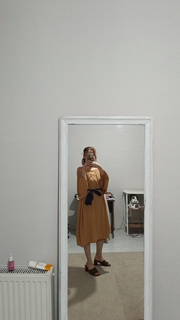 m Beden camel Renk Yazlık salaş vintage elbise
