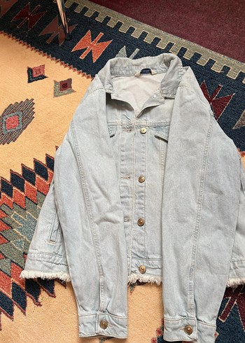 LC Waikiki Gri Düğmeli Bohem Kadın Denim Ceket