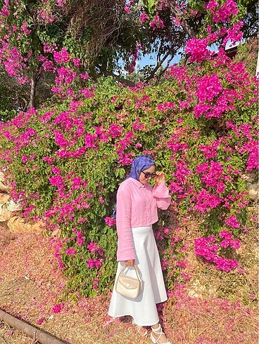 m Beden Pembe crop gömlek