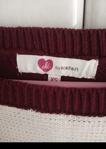 xs Beden Bordo krem Çizgili Örgü Kadın Kazak
