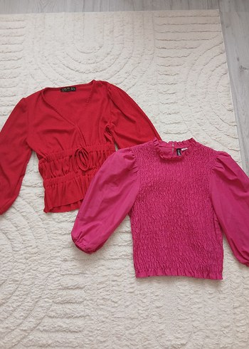 Zara Pembe ve kırmızı bluz