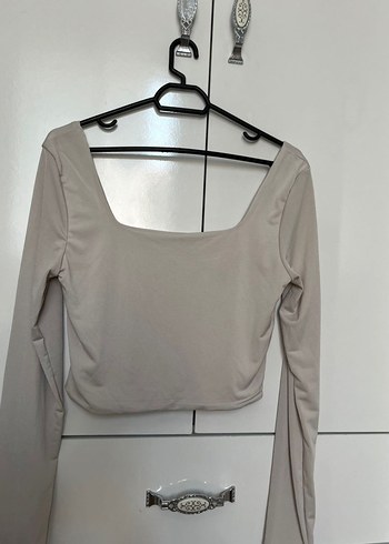 zara Bej Düz Uzun Kollu Kadın Bluz
