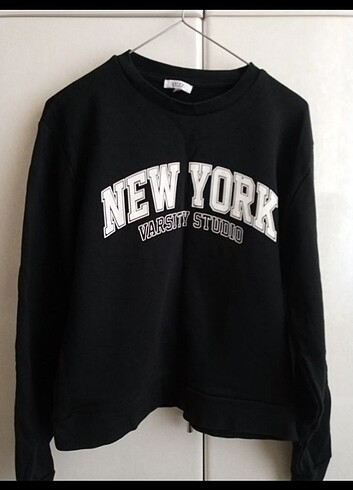 H&M Siyah polarlı sweatshirt 