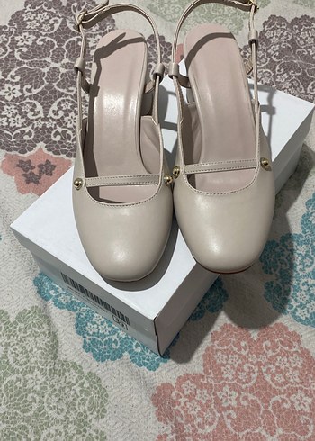 Bej Topuklu Kadın Ayakkabı - Görsel 2