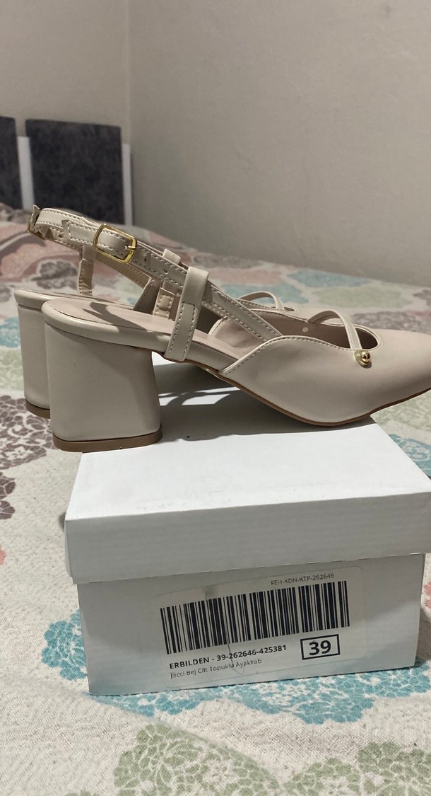 Bej Topuklu Kadın Ayakkabı - Görsel 3