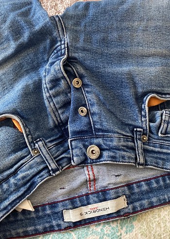 Düğmeli  Mavi  Kot Pantolon - Görsel 3