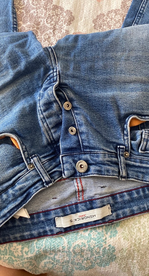 Düğmeli  Mavi  Kot Pantolon - Görsel 3