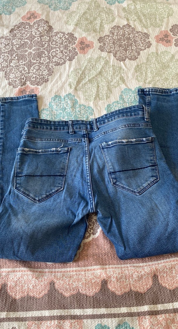 Düğmeli  Mavi  Kot Pantolon - Görsel 2