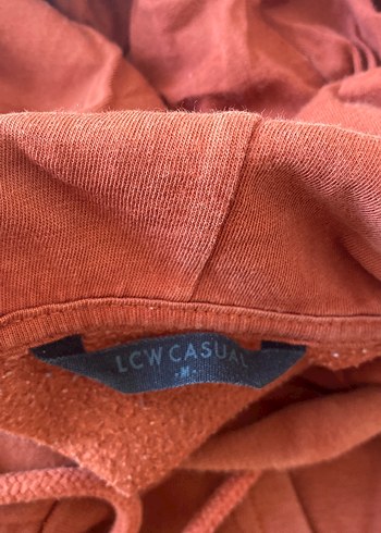 kiremit renk Kapüşonlu Rahat Kesim Sweatshirt - Görsel 4