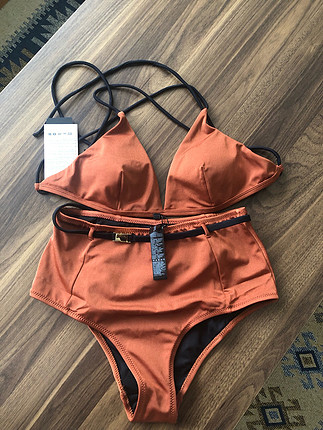 36 Beden bordo Renk Kiremit Bikini Takım