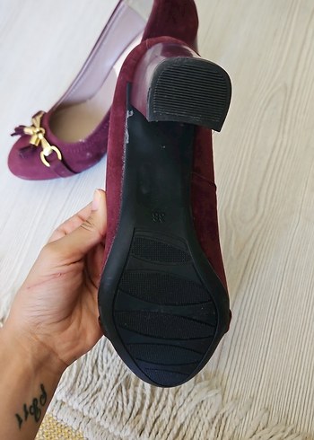 Diğer Bordo Süet Tokalı Yüksek Topuklu Stiletto