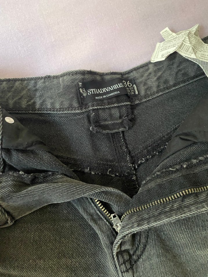 Düğmeli Gri Mini Denim Şort - Görsel 2