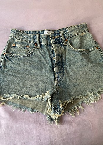 Düğmeli Mini Denim Şort - Görsel 4