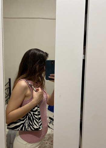  Beden beyaz Renk Zebra Desenli Omuz Çantası