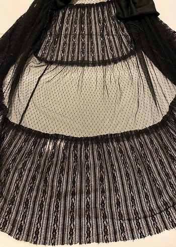 Dantel Detaylı Siyah Uzun Askılı Elbise - Görsel 8