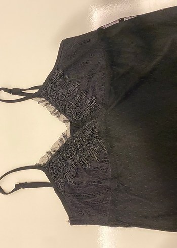 Dantel Detaylı Siyah Uzun Askılı Elbise - Görsel 14