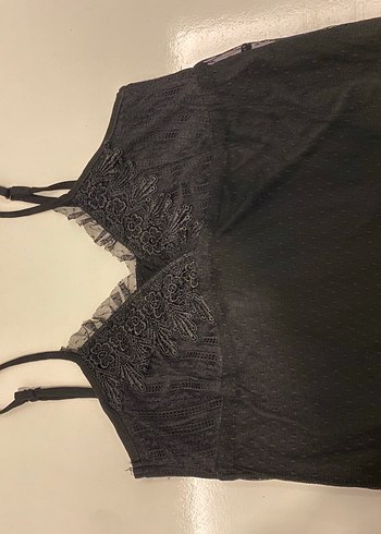 Dantel Detaylı Siyah Uzun Askılı Elbise - Görsel 15