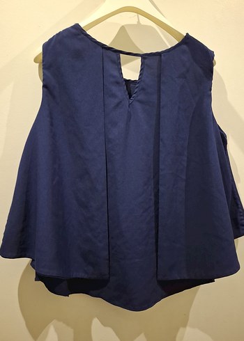 Lacivert Keten V Yaka Kolsuz Bluz - Görsel 5