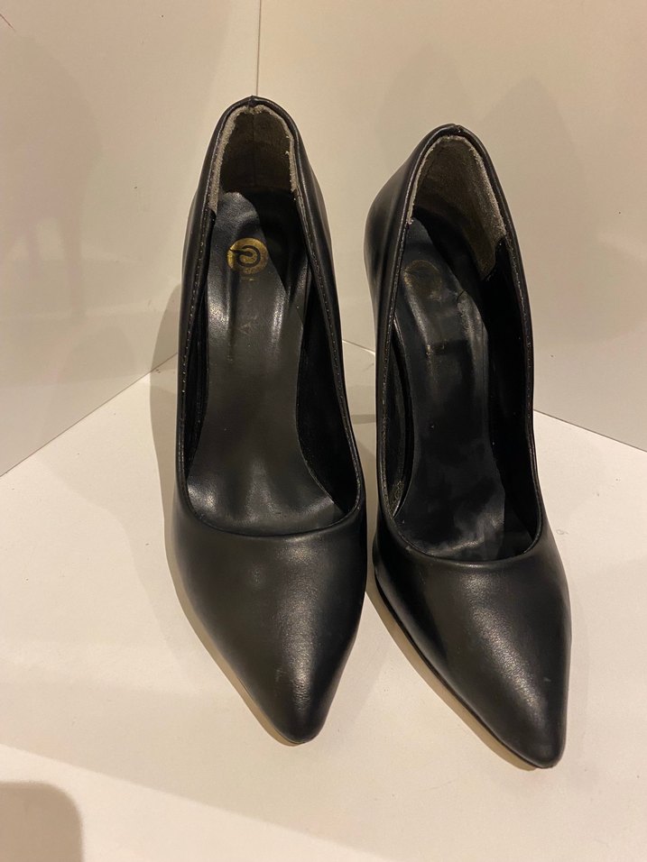 Siyah Deri Tokalı Stiletto Topuklu Kadın Ayakkabı - Görsel 4