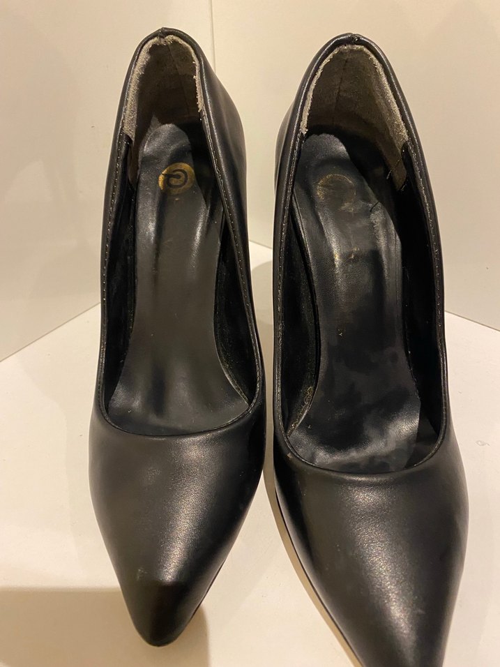 Siyah Deri Tokalı Stiletto Topuklu Kadın Ayakkabı - Görsel 5