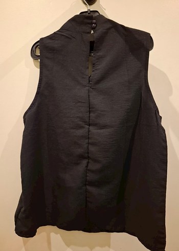 Drapeli Siyah Kolsuz Keten gömlek - Görsel 5