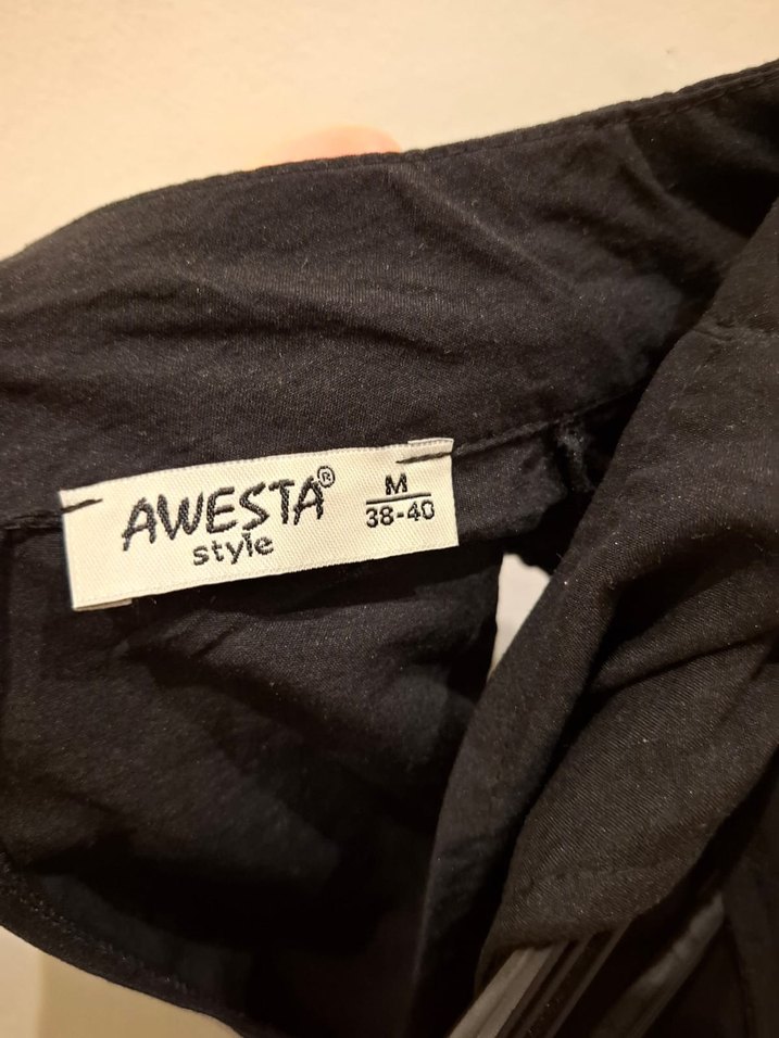 Drapeli Siyah Kolsuz Keten gömlek - Görsel 3