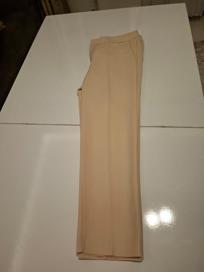 Bej Kadın Kumaş Pantolon Midi Boy - Görsel 2