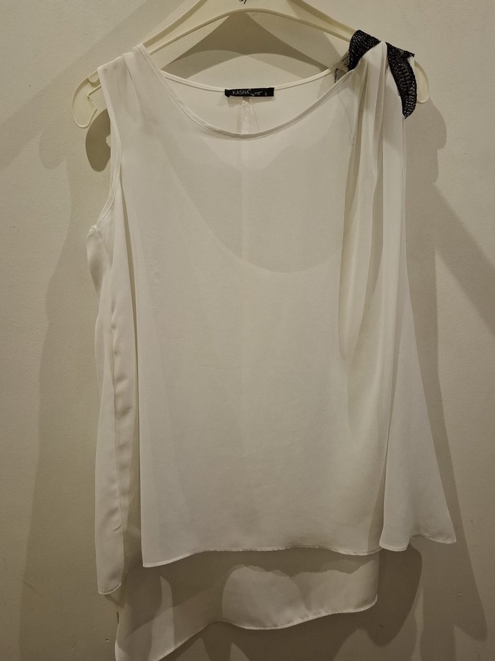 Beyaz Askısız Salaş gömlek - Görsel 4