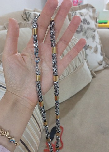 Gri ve Altın Renkli Bohem Erkek Kolye - Görsel 2