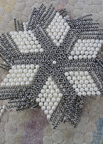 Beden İnci ve Taşlı Bohem El Yapımı Dekoratif Örgü