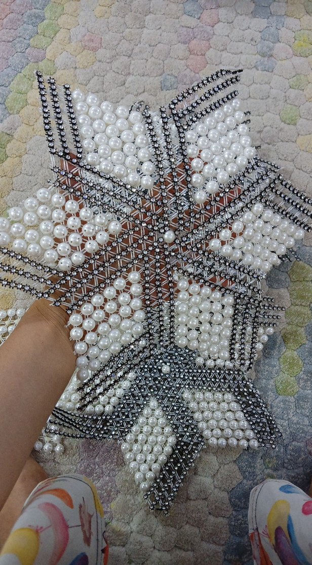 İnci ve Taşlı Bohem El Yapımı Dekoratif Örgü - Görsel 2