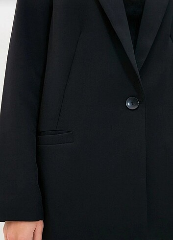 s Beden siyah Renk Trendyolmilla Siyah Leopar Astar Detaylı Blazer Ceket