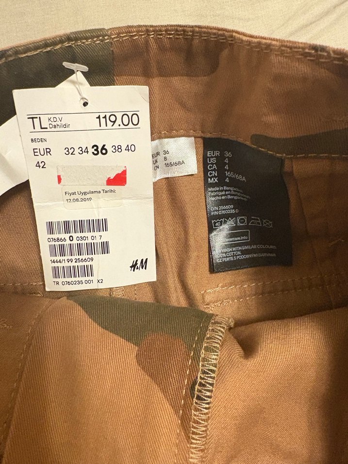 Etiketli Kahverengi Kamuflaj Desenli Kemerli Mini Etek - Görsel 4