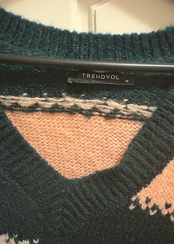 Çizgili V Yaka Kadın Triko Kazak - Görsel 2