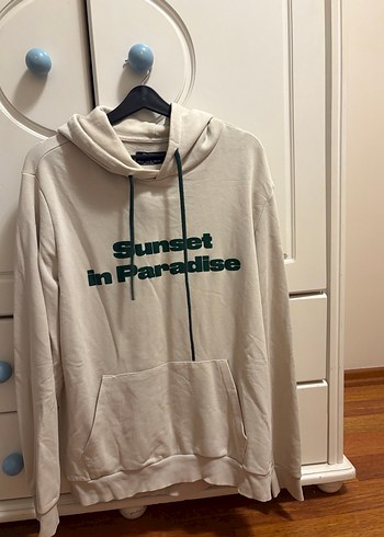 Bershka Erkek Beyaz Kapüşonlu Sweatshirt - Görsel 2