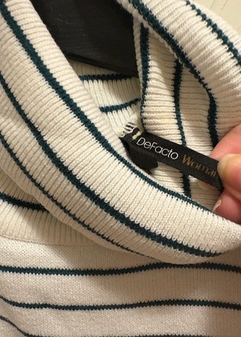 Çizgili Boğazlı Kadın Triko Defacto - Görsel 3