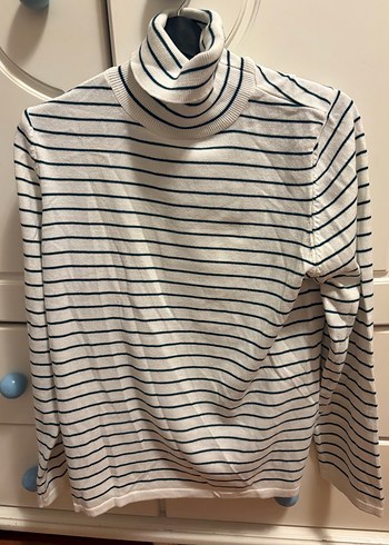 Çizgili Boğazlı Kadın Triko Defacto - Görsel 2