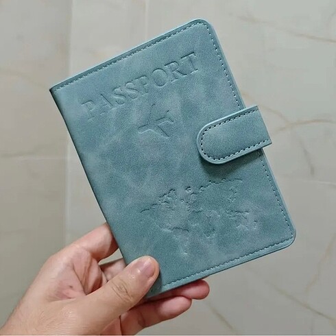 RFID korumalı mavi pasaport cüzdanı