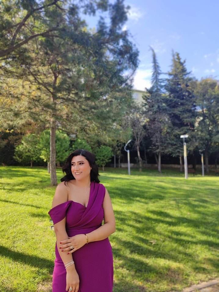 Parlak Mor Drapeli Uzun Kadın Elbise - Görsel 3