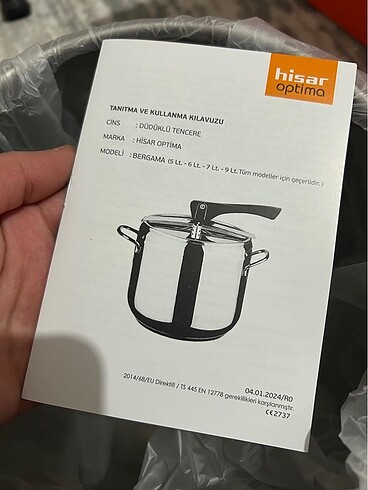 Beden gri Renk Hisar optima Bergama 6 litre düdüklü tencere