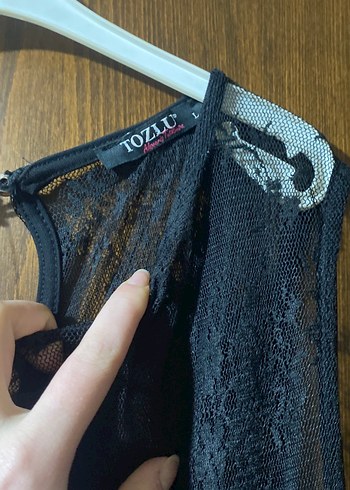 Siyah Uzun Kadın Elbise Fırfırlı - Görsel 3