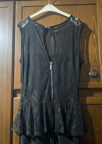 Siyah Uzun Kadın Elbise Fırfırlı - Görsel 4