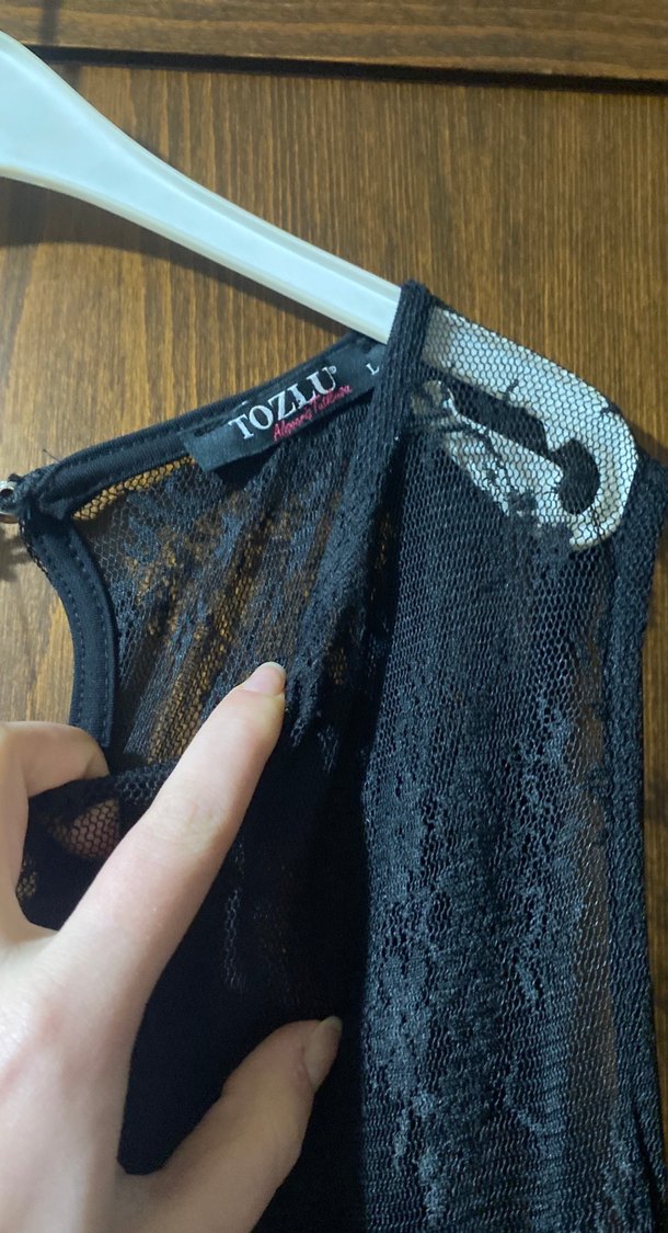 Siyah Uzun Kadın Elbise Fırfırlı - Görsel 3