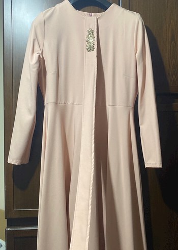 Bej Uzun Kollu Kadın Uzun Elbise - Görsel 2