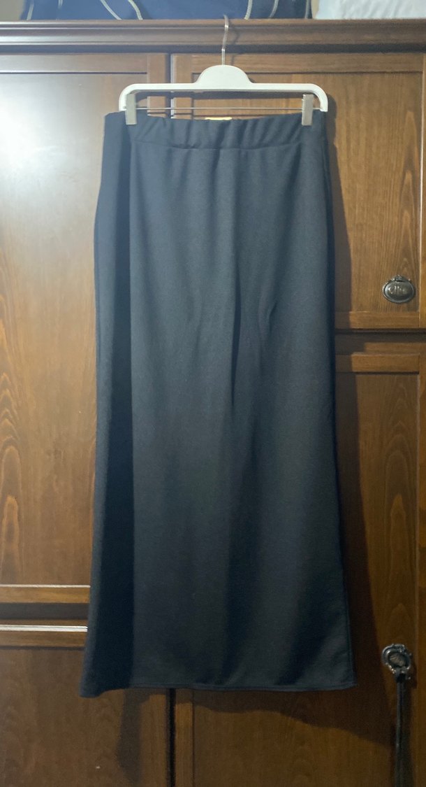 Kadın Siyah Uzun Drapeli beli lastikliEtek - Görsel 3